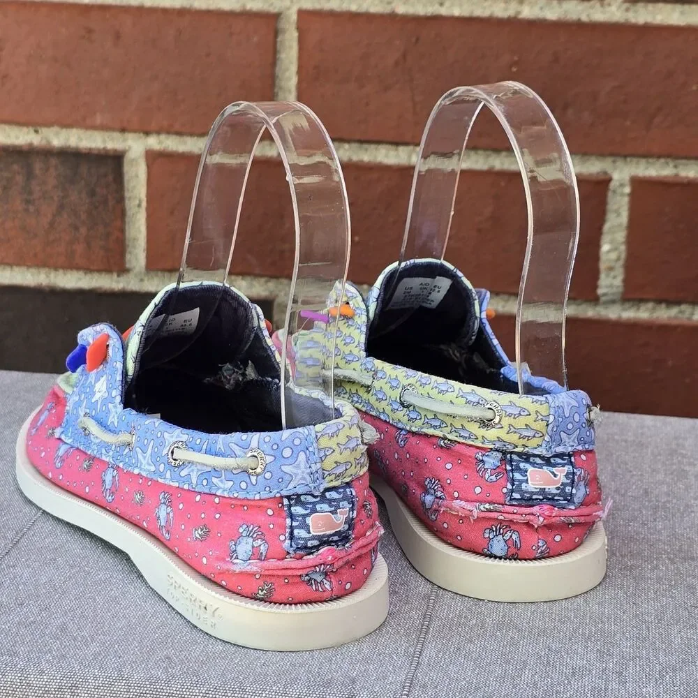 SPERRY X VINEYARD VINES AO PATCHWORK BOATS CRABS STARFISH SHOES KIDS SIZE 2